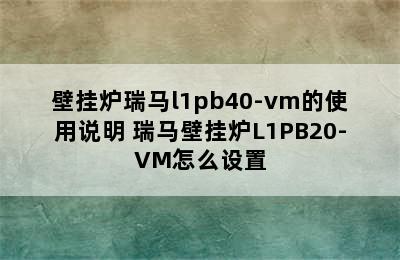 壁挂炉瑞马l1pb40-vm的使用说明 瑞马壁挂炉L1PB20-VM怎么设置